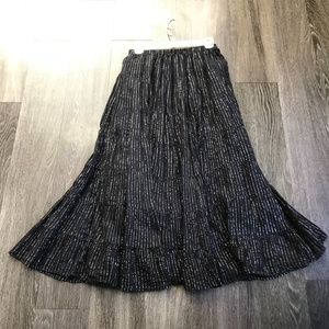 Midi Peasant Sparkle Black Flow Skirt Size S